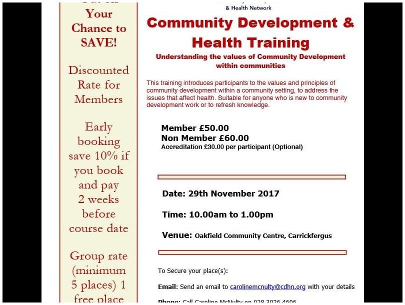 CDHN's Community Development & Health Training - Carrickfergus