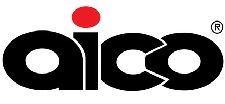 AICO logo black text red dot