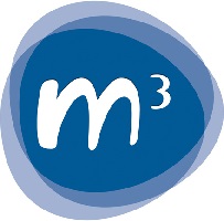 M3 logo blue circles and text