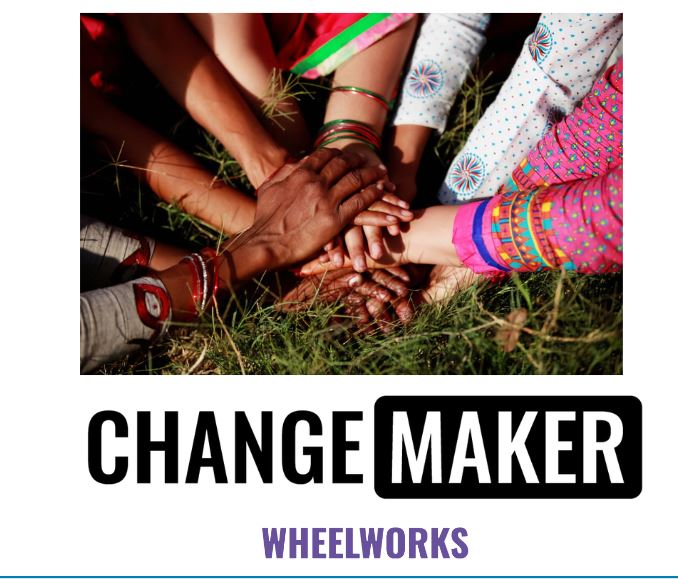 ChangeMaker Poster, depicting clasped hands of different cultures over the ChangeMakers Logo