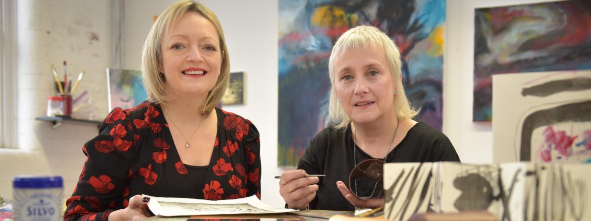 Mary Nagele, Chief Executive, Arts & Business NI and Karen Daye-Hutchinson, artist