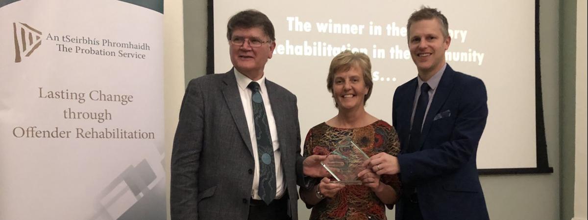 Cheryl Lamont, Probation CEO, and Stephen Hamilton, Assistant Director, were absolutely delighted to be presented the top accolade at the CEP Awards from CEP President, Gerry McNally, in Dublin for its work in developing the Enhanced Combination Order.