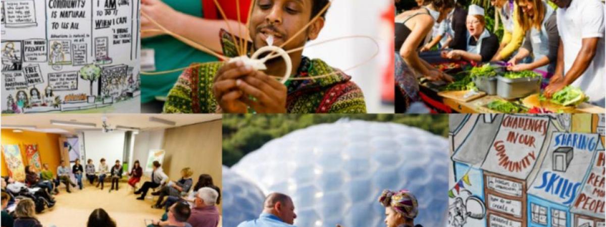 people connecting at eden project camp