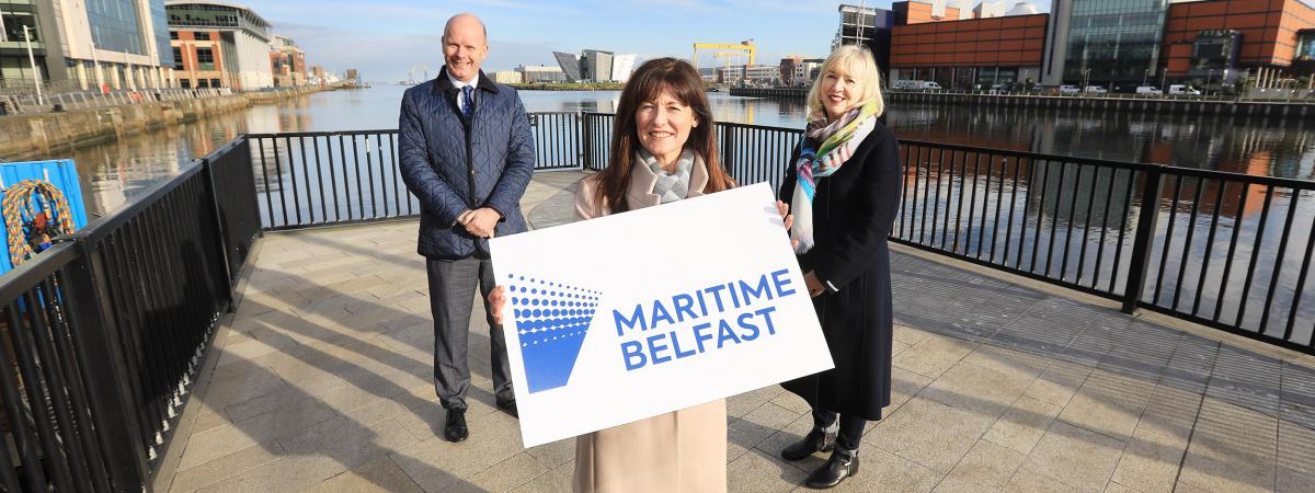 Joe O’Neill Chief Executive of Belfast Harbour, Kerrie Sweeney Chief Executive of Maritime Belfast Trust and Chair of Maritime Belfast Trust, Marie Therese McGivern.