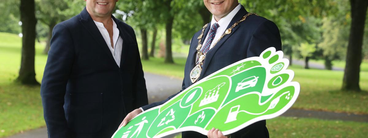 Mayor of Derry City and Strabane District Council, Alderman Graham Warke, is pictured with Denny Elliott, Head of Self Help Africa Northern Ireland, launching the charity’s carbon offsetting campaign. Small and medium sized companies across Derry and Strabane are being encouraged to join with the charity and plant a million new trees both here in Northern Ireland and in Africa, while offsetting their carbon footprint.