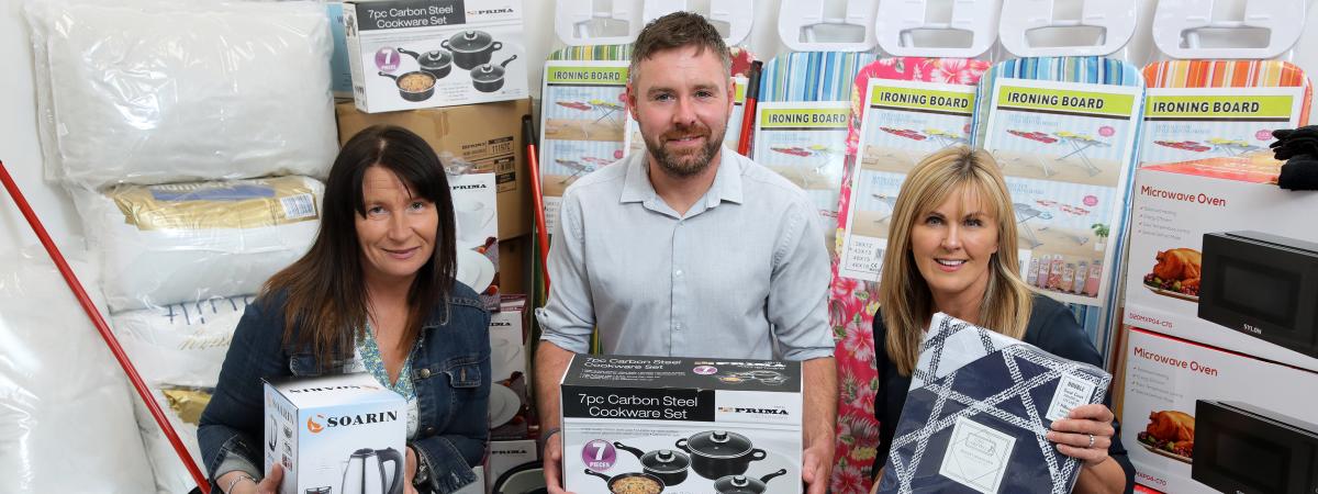 Caption L – R: Kathy Henry from local charity Homeless Connect is pictured with Aidan McCrea, Choice Housing and Carol Ervine, Group Director of Tenant & Client Services at Choice Housing. The local housing association has partnered with local charity Homeless Connect to provide people moving from homelessness into a new tenancy with much needed support as they begin their tenancy journey.