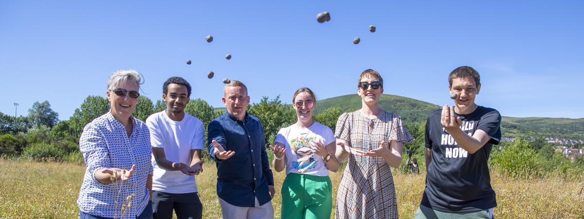 Seedbombing at Mackies: Pauline O'Flynn, GROW NI; Morhaf Sidahmed, Campaigner; Sean Brady, PPR; Marissa McMahon, Take Back the City; Emma Cassidy, PILS and Sean Kane, Campaigner. www.nlb.ie