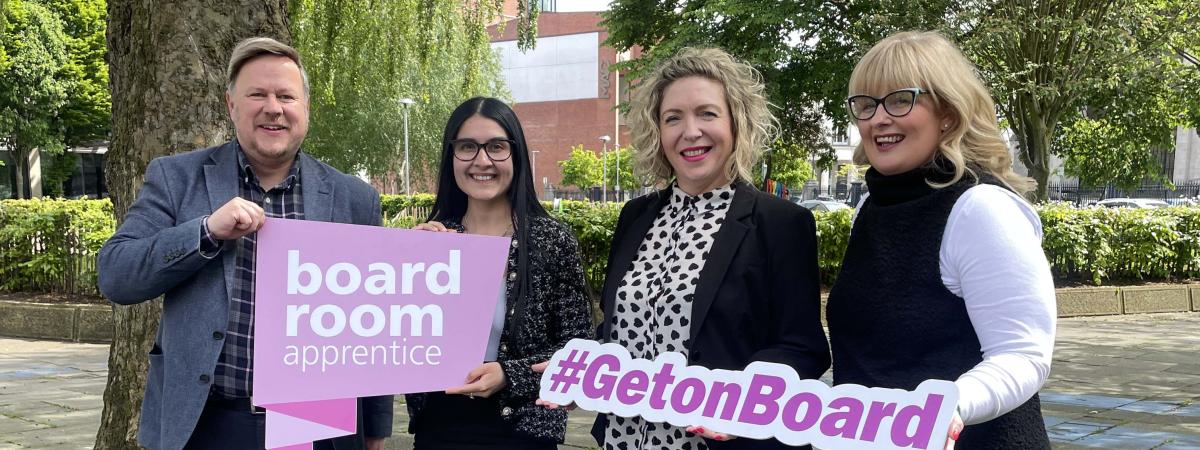 2022 Boardroom Apprentices Craig Service, Alex Deonarine, Clodagh Palmer and Gillian Orr