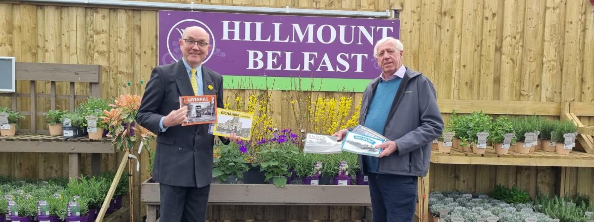 Author Aidan Campbell is pictured with Robin Mercer of Hillmount. Aidan’s books have raised £150,000 for charity through sales at the family owned garden centre. www.hillmount.co.uk