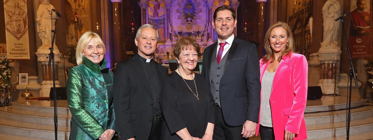 Mary Waide, Regional President of SVP Northern Region, is pictured with Pauline Brown, SVP Regional Manager, Fr Martin O'Hagan, Malachi Cush and Claire McCollum at the launch of SVP's Annual Appeal in Clonard Monastery. www.svp.ie