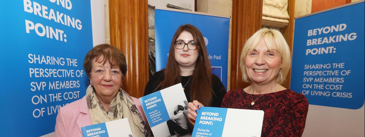 Mary Waide, Regional President of SVP North Region, is pictured with Connie Egan MLA and Pauline Brown, SVP Regional Manager, at the launch of Beyond Breaking Point