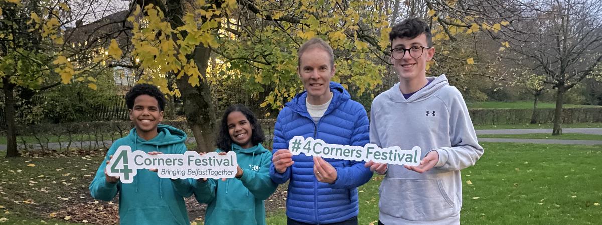 From left brother and sister Abdelmonieum and Maryam Salman, Ed Petersen (4 Corners Festival) and Joshua Curtis