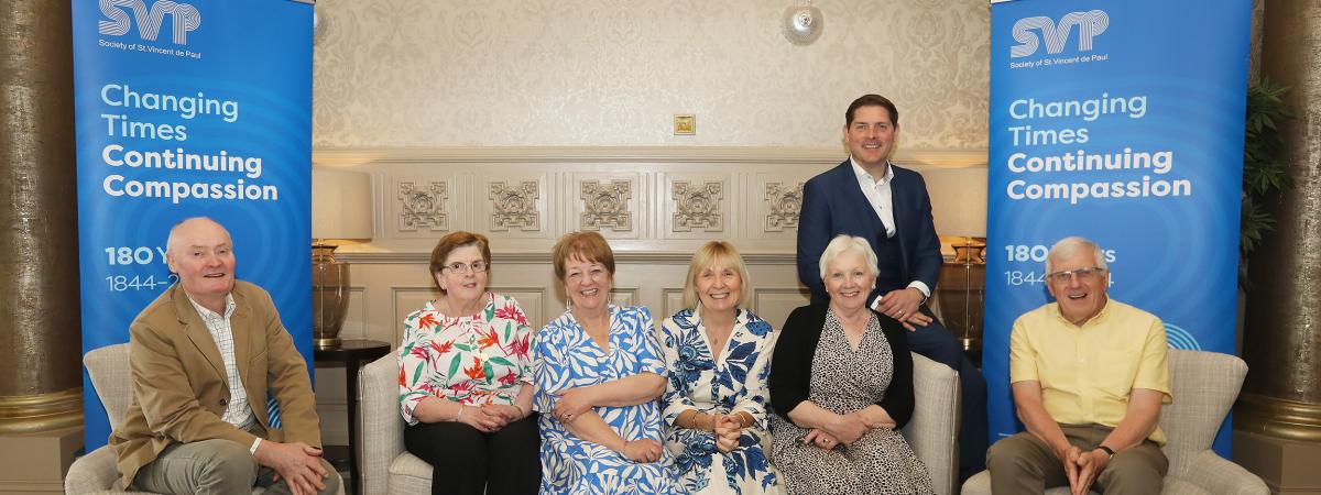 SVP Board members are joined by SVP Ambassador Malachi Cush at the Society's Members Day event celebrating 180 years of SVP