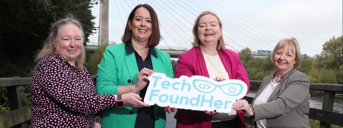 From left: Anna-Marie Turley (Head of Entrepreneurship & HPSU Operations, Enterprise Ireland), Alison Currie (Director of Innovation and Entrepreneurship, InterTradeIreland), Mairin Murray (founder, TechFoundHer) and Elaine Patterson (Programme Manager Innovation and Entrepreneurship, InterTradeIreland)