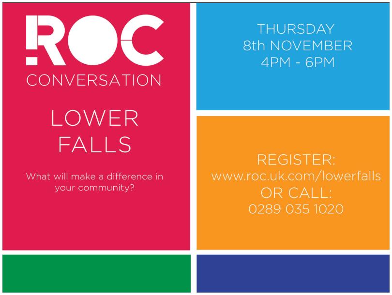 Join us on the 8th November for the Lower Falls ROC Conversation.