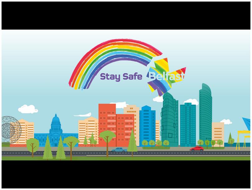 rainbow, Belfast cityscape, Be Safe
