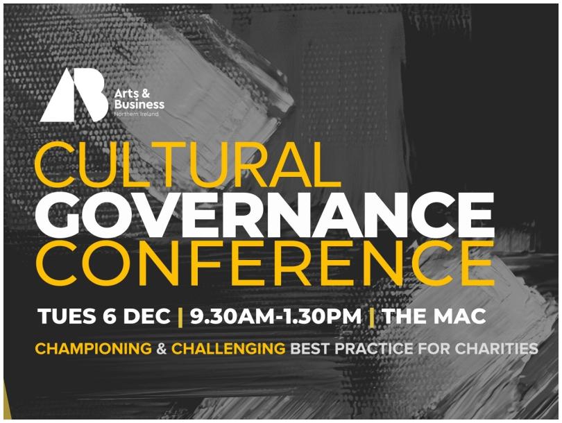 Cultural Governance Conference 2022, yellow and white text against greyscale background. 