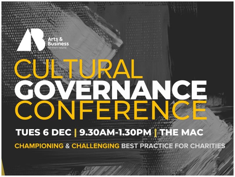Cultural Governance Conference 2022, yellow and white text against greyscale background.