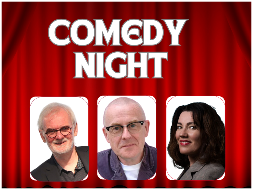 Images of comedians Tim Mc Garry, Colin Murphy and Wendy Wason