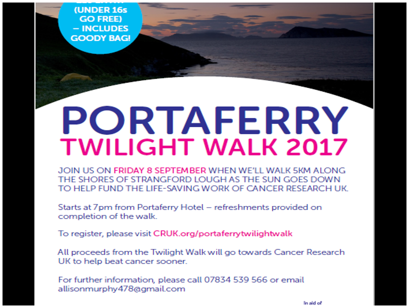 Portaferry Cancer Research UK 'Twilight Walk' - Friday 8th September 2017