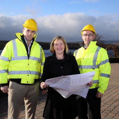 L-R Welcoming the decision to approve the scheme are Jarlath Conway, Charis Cancer Care Board Member; Imelda McGucken, Centre Director of Charis Cancer Care  and Ryan Dougan of Vision Design Architecture, who developed the plans. 