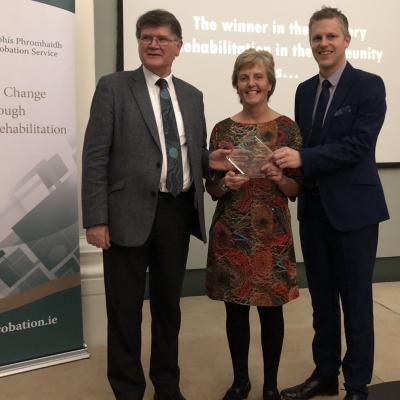 Cheryl Lamont, Probation CEO, and Stephen Hamilton, Assistant Director, were absolutely delighted to be presented the top accolade at the CEP Awards from CEP President, Gerry McNally, in Dublin for its work in developing the Enhanced Combination Order. 