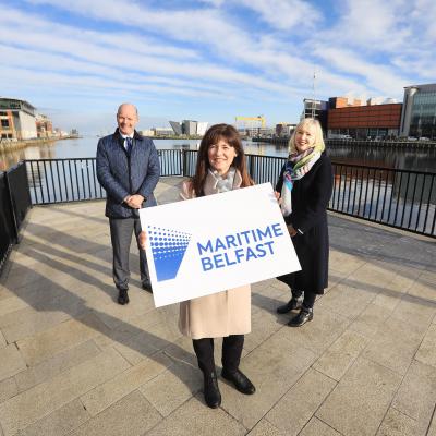 Joe O’Neill Chief Executive of Belfast Harbour, Kerrie Sweeney Chief Executive of Maritime Belfast Trust and Chair of Maritime Belfast Trust, Marie Therese McGivern.