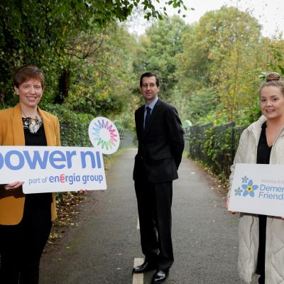 Caption: Pictured from left to right: Gwyneth Compston, CSR Manager at Power NI, William Steele, Director of Customer Solutions at Power NI, and Julie Morton from the Alzheimer’s Society.