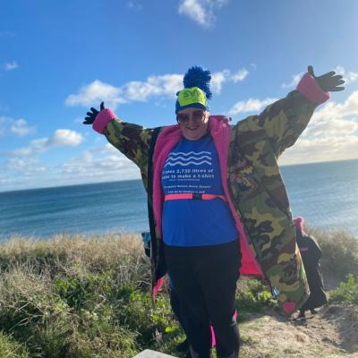 Tracy Scott-Stewart, Shop Manager of Vincent's Kircubbin, celebrates her 100th sea swim at the 'Into the Sea for SVP' event. For help from SVP or to make a donation, please visit www.svpni.co.uk