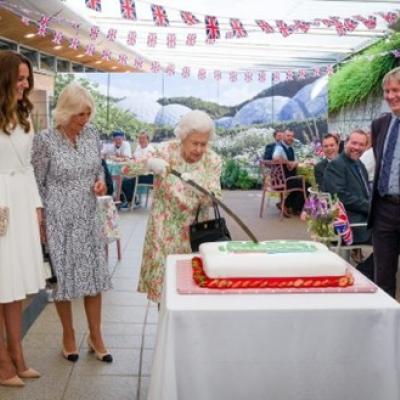 Her Majesty The Queen launches The Big Jubilee Lunch at The Eden Project with Their Royal Highnesses The Duchess of Cornwall and Duchess of Cambridge. www.thebigjubileelunch.com