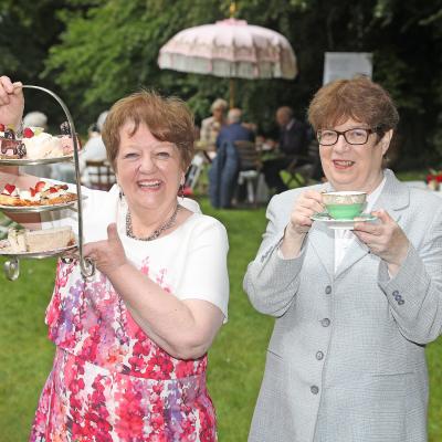 St Vincent de Paul National President, Rose McGowan, joins Mary Waide, Regional President of SVP North Region (left), at a garden party to celebrate Volunteers’ Week, to say thank you to volunteers who are marking milestone anniversaries of volunteering with the Society this year. www.svpni.co.uk