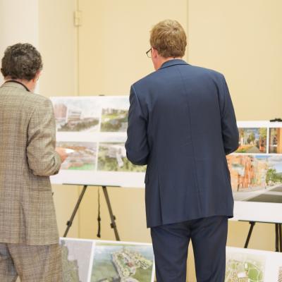 Martin Dunn, CEO of Dunn Development Corp, and Martin O’Brien of Social Change Initiative viewing some of the designs from international architects competing for the masterplan for Mackie’s. https://www.takebackthecity.ie/competition   
