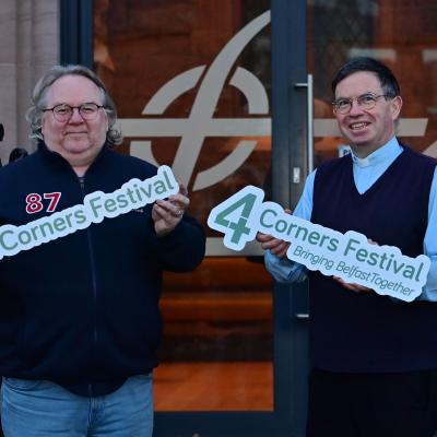 Co-founders Reverend Steve Stockman and Father Martin Magill. Photo by Pacemaker. 