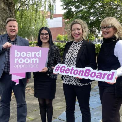 2022 Boardroom Apprentices Craig Service, Alex Deonarine, Clodagh Palmer and Gillian Orr