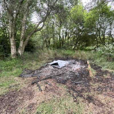 Shed burnt at Killycolpy area of Lough Neagh