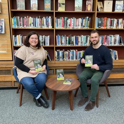 Matthew Bell (author) with Sian Cairns (Libraries NI District Officer)