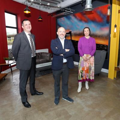Jonathan McAlpin, Chief Executive of East Belfast Enterprise, is pictured with new board members Gareth Robinson and Beverley Brown. www.eastbelfast.org