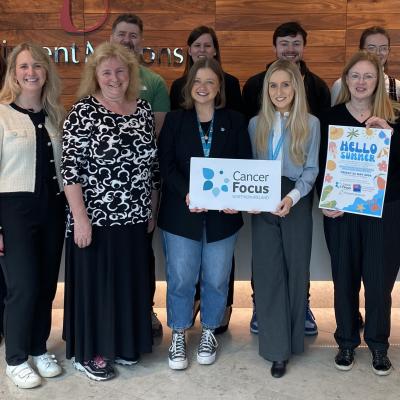 Staff from Pinsent Masons’ Belfast office pictured with Cancer Focus NI’s Corporate Fundraising Officer Meg McKeown ahead of ‘Take Over Day’ on Friday, May 24. They are (from left): Gill Warwick, Megan Kernohan, Donna Matchett, Stephen Rodgers, Meg McKeown (Cancer Focus NI), Joanna Robinson, Sarah Connolly, Michael Cahill, Deirdre Cormican, Alex Craig, and Jodie Rankin. 