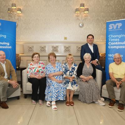 SVP Board members are joined by SVP Ambassador Malachi Cush at the Society's Members Day event celebrating 180 years of SVP