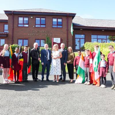 First Minister Michelle O'Neill MLA visits St Patrick's Primary School in Dungannon to officially open the new Specialist Setting. The First Minister was given a warm welcome by Principal Seamus McCreesh, pupils, staff and invited guests.